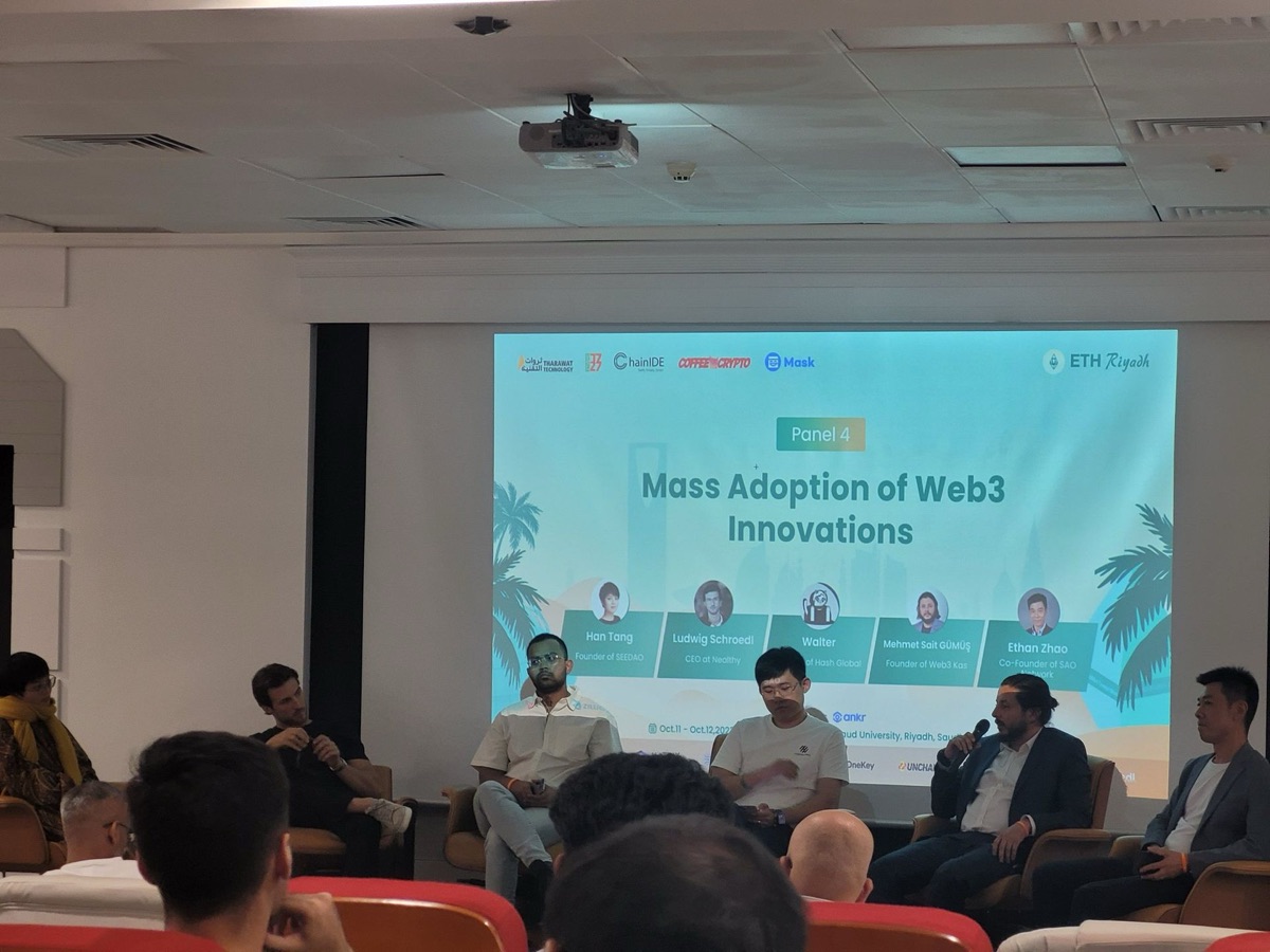 Mehmet Sait Gümüş, Founder of Web3 Kaş, on the Mass Adoption of Web3 Innovations panel at ETH Riyadh