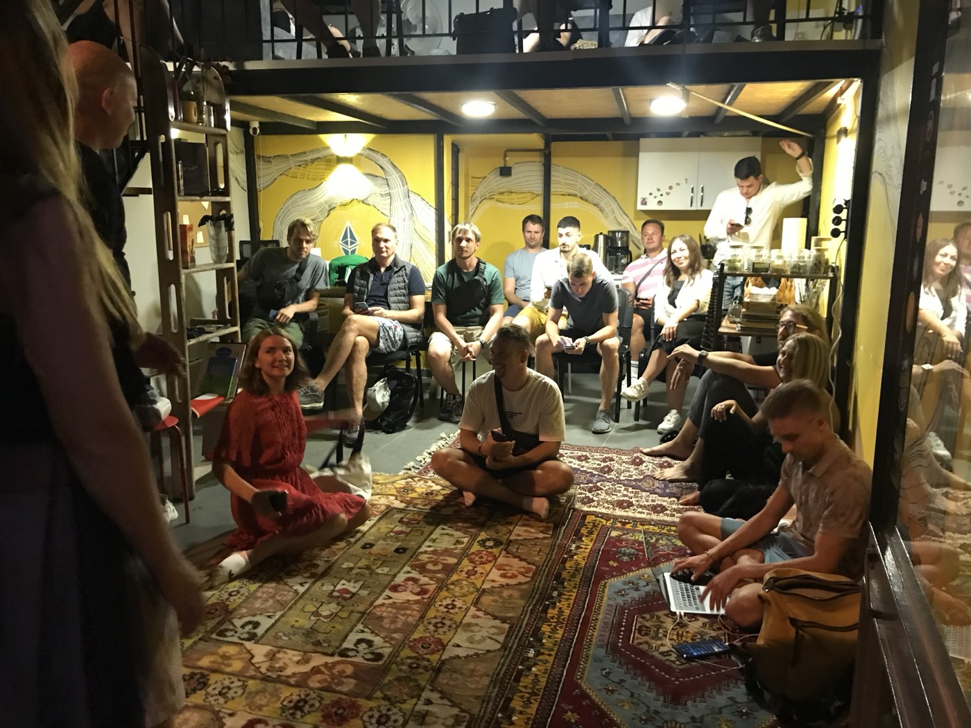 Circle gathering on carpets